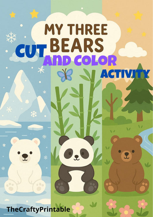My Three Bears Cut and Color Activity-TheCaftyPrintable